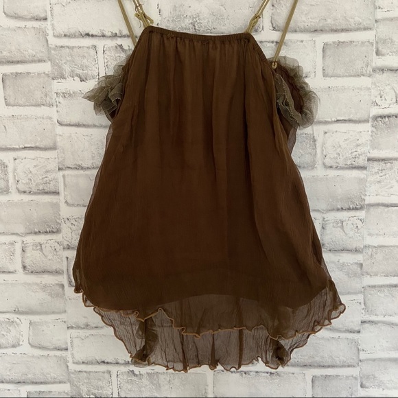 Boho hand crafted brown top size Small - Picture 10 of 15